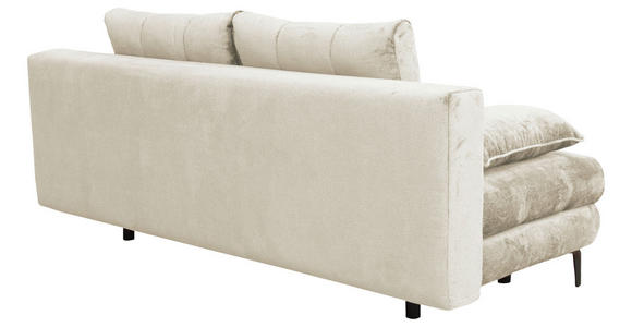 SCHLAFSOFA  mit Liegefunktion, Schlafen auf Sitzhöhe, Rücken echt Chenille Creme  - Creme/Schwarz, KONVENTIONELL, Textil/Metall (203/94/96cm) - Carryhome