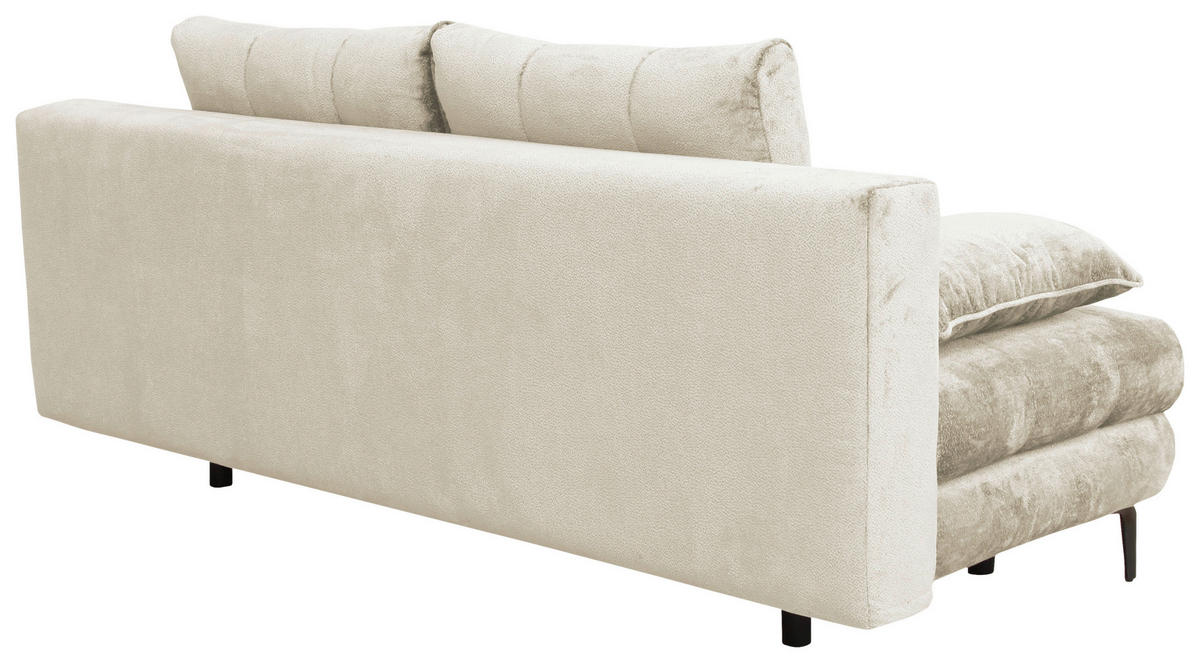 SCHLAFSOFA Chenille Creme  - Creme/Schwarz, KONVENTIONELL, Textil/Metall (203/94/96cm) - Carryhome
