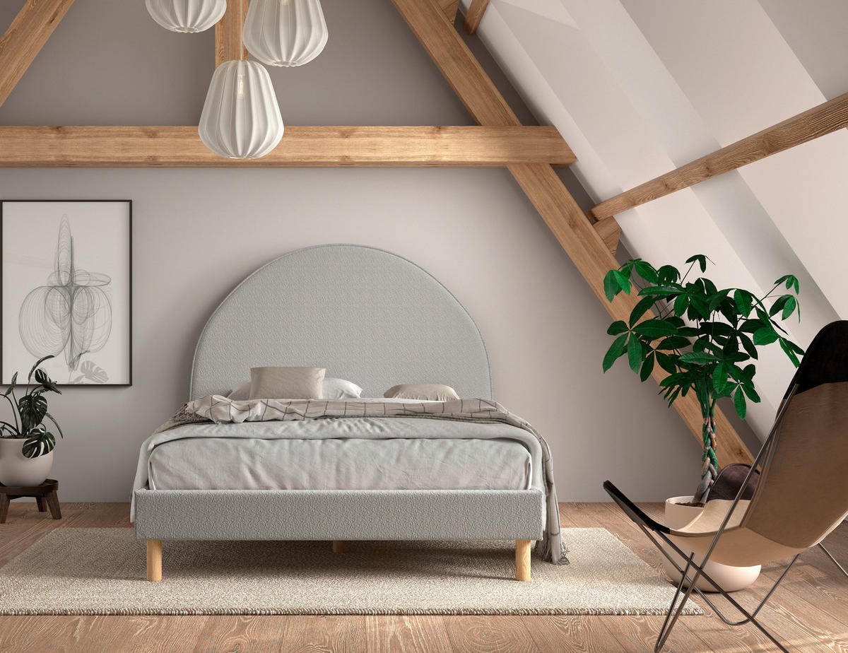 KINDER-/JUNIORBETT 140/200 cm  in Grau  - Naturfarben/Grau, ROMANTIK / LANDHAUS, Holz/Textil (140/200cm) - MID.YOU