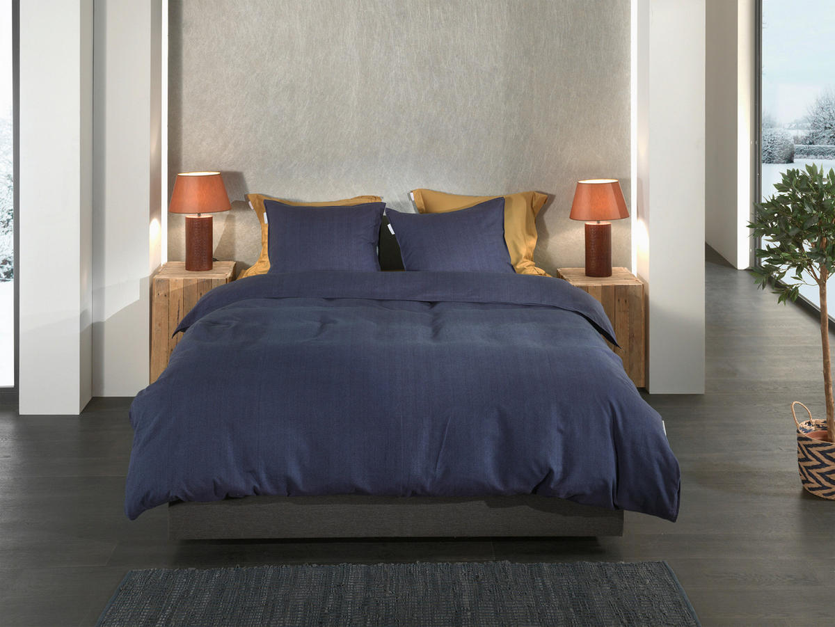 BETTWÄSCHE Spina Flanell 155/220 cm  - Dunkelblau, Basics, Textil (155/220cm)