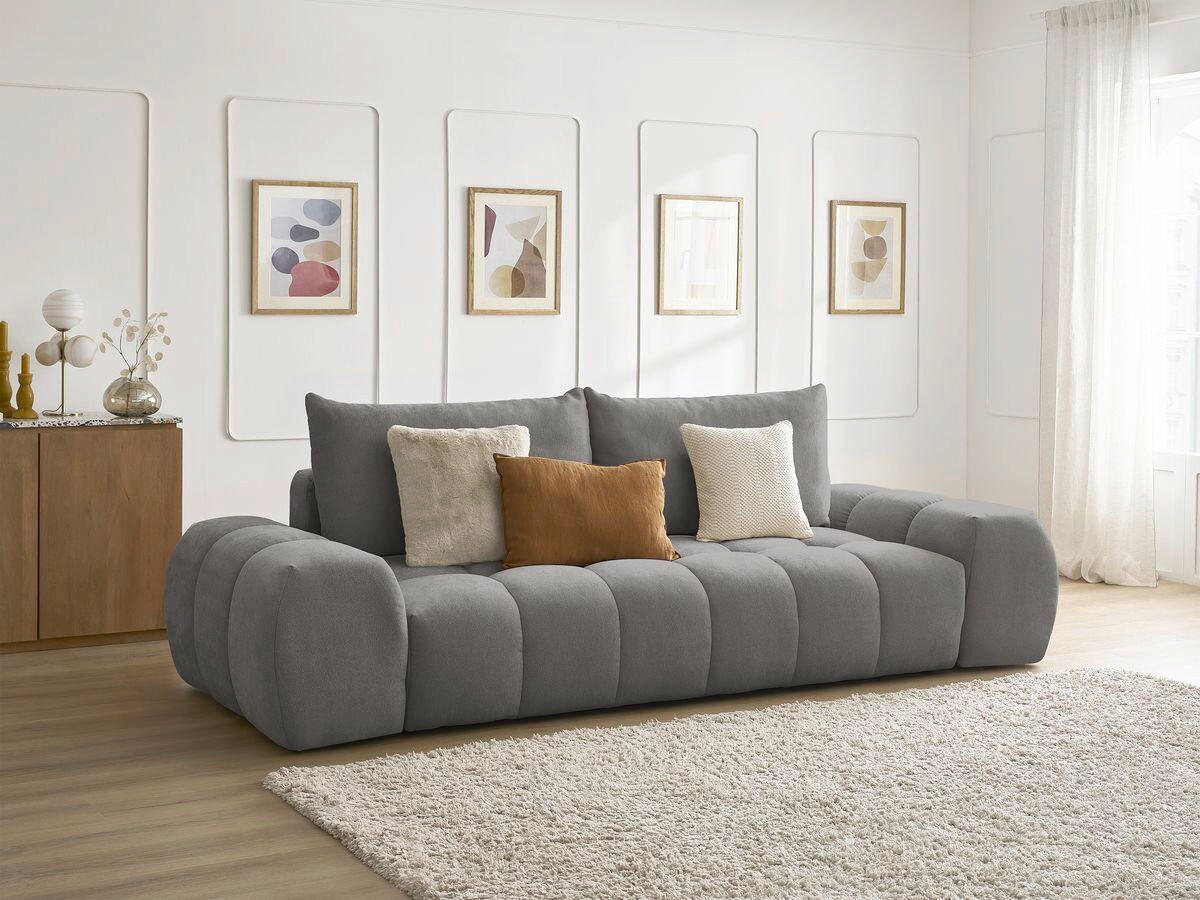 3-SITZER-SOFA EVEREST Struktur Dunkelgrau  - Dunkelgrau/Schwarz, MODERN, Kunststoff/Textil (278/90/115cm)