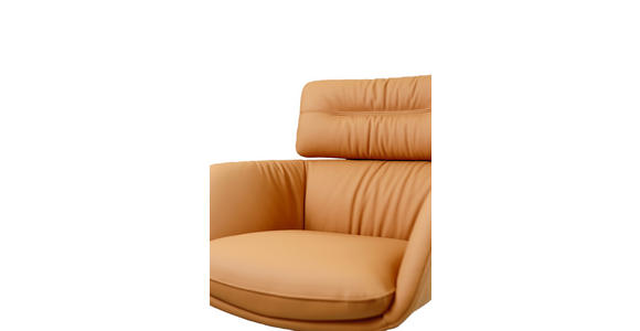 ARMLEHNSTUHL  Wippfunktion, Sitzfläche 360° drehbar, Lederauswahl  Echtleder  - Cognac/Schwarz, Design, Leder/Metall (62/92/66cm) - Dieter Knoll