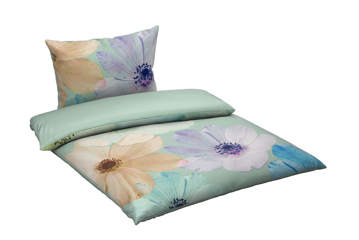 WENDEBETTWÄSCHE Satin 140/200 cm  - Grün, Textil (140/200cm) - Bio:Vio