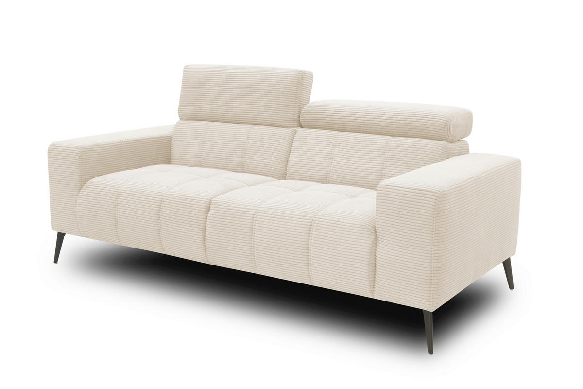 2-SITZER-SOFA TRENTO Mikrofaser Creme  - Dunkelgrau/Creme, MODERN, Textil/Metall (208/79/104cm) - MID.YOU