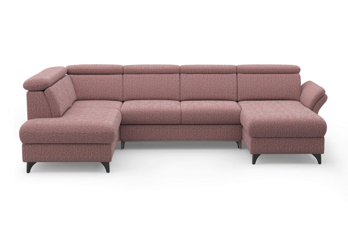 WOHNLANDSCHAFT GLENDALE E in Chenille Aubergine  - Aubergine/Schwarz, KONVENTIONELL, Textil/Metall (193/321/166cm) - Sit & More
