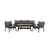 LOUNGEGRUPP 4 delar  - grå/svart, Basics, metall/trä (206/206/76cm)