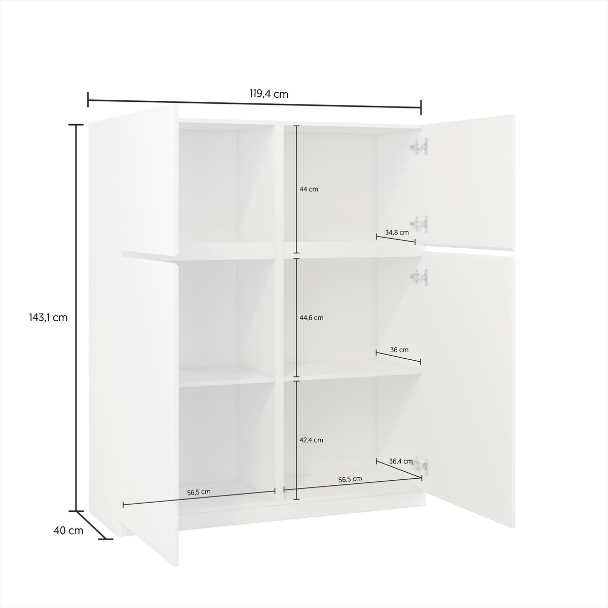 HIGHBOARD Bern  in 119,5/143/40 cm  - Beige, Design, Holzwerkstoff (119,5/143/40cm) - MID.YOU