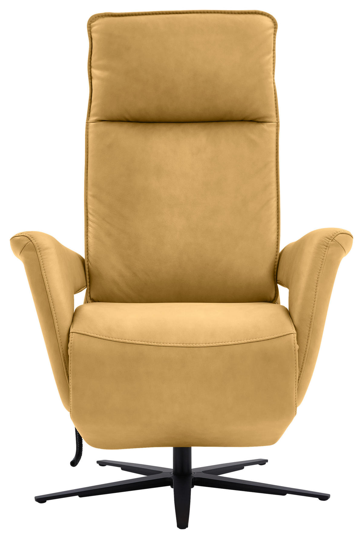 RELAXSESSEL in Leder Gelb  - Gelb/Schwarz, Design, Leder/Metall (83/123/87cm) - Valdera