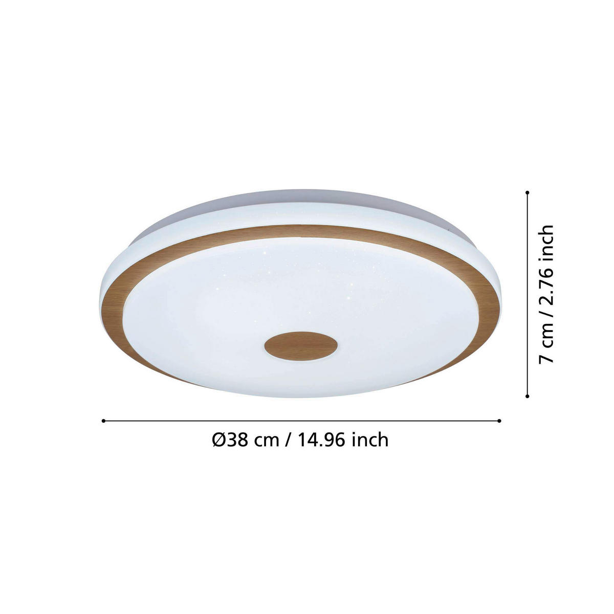 LED-DECKENLEUCHTE 48/8 cm   - Braun/Weiß, Basics, Holz/Kunststoff (48/8cm) - Eglo