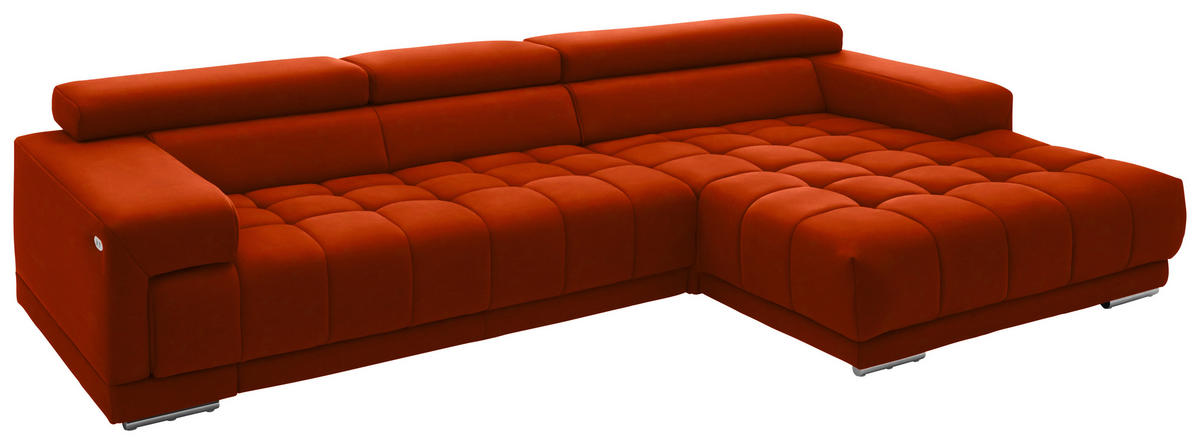 ECKSOFA  in Mikrofaser Orange  335/190 cm  - Silberfarben/Orange, Design, Textil/Metall (335/190cm) - Beldomo Speed