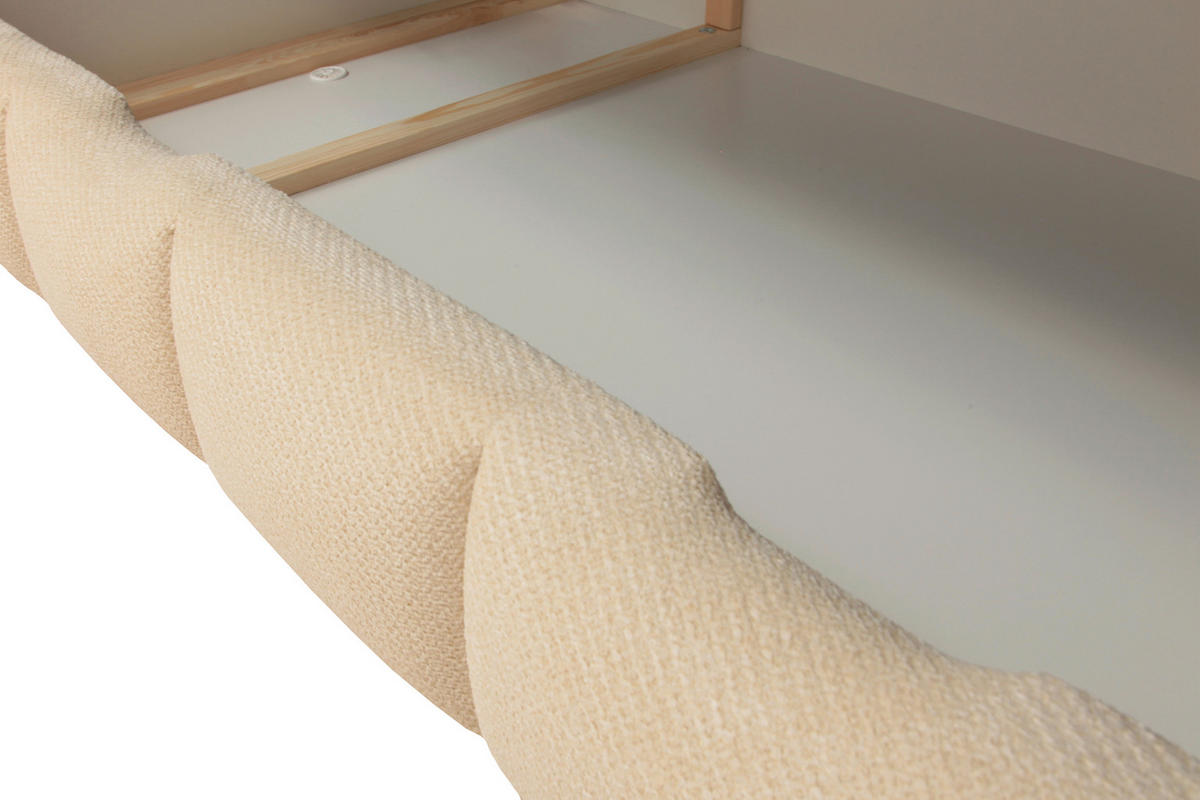 BOXBETT 180/200 cm,  in Beige, Bettkasten, Topper, H3 + H3 = fest  - Beige/Schwarz, Trend, Textil/Metall (180/200cm) - Esposa