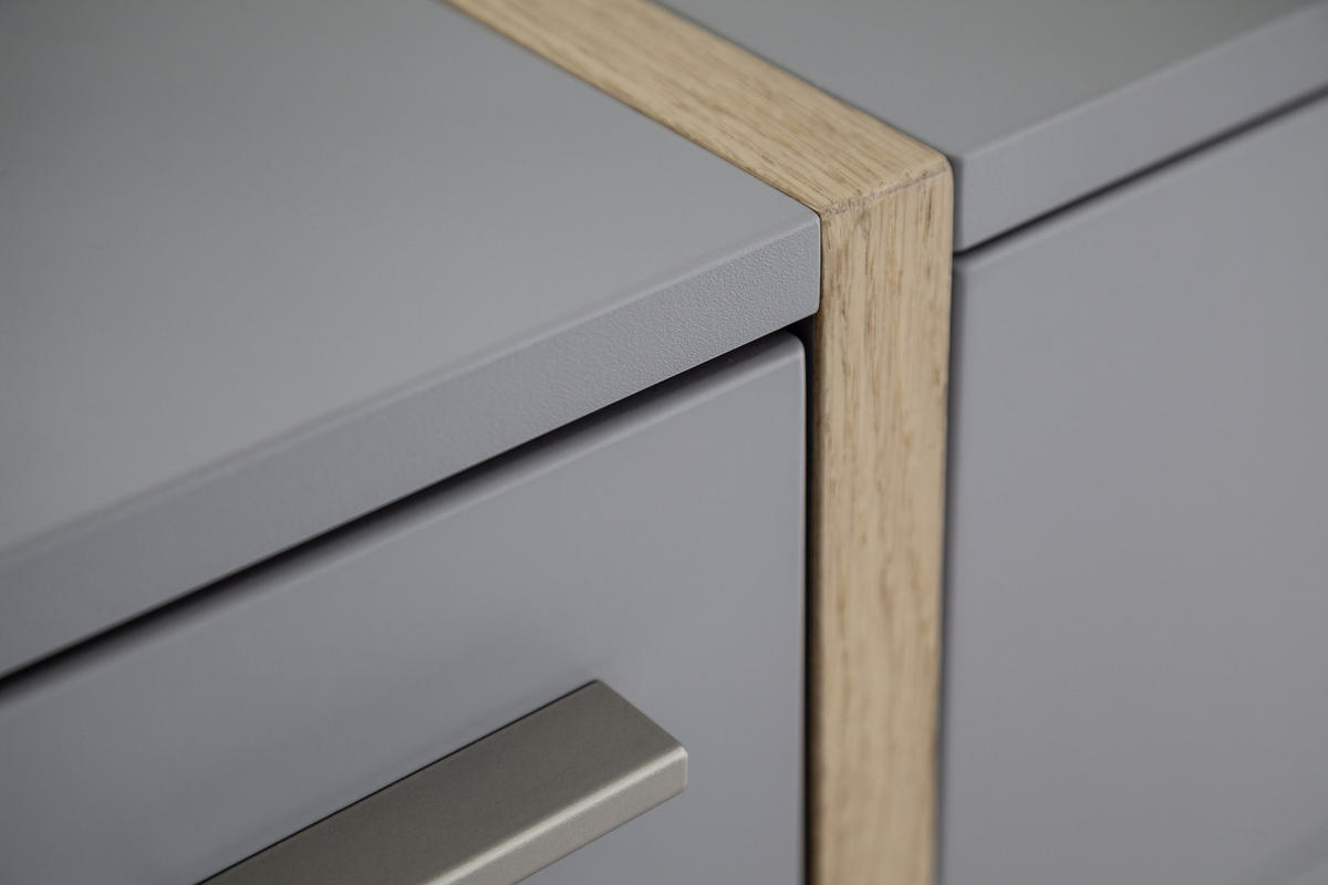 LOWBOARD  in 216/62/50 cm  - Eichefarben/Grau, Design, Glas/Holzwerkstoff (216/62/50cm) - MID.YOU
