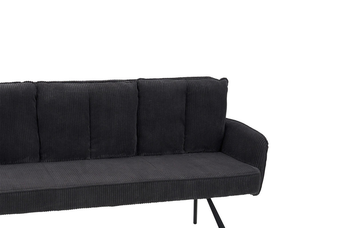 SITZBANK 180/93/67 cm Cord Dunkelgrau  - Dunkelgrau/Schwarz, Design, Textil/Metall (180/93/67cm) - Novel