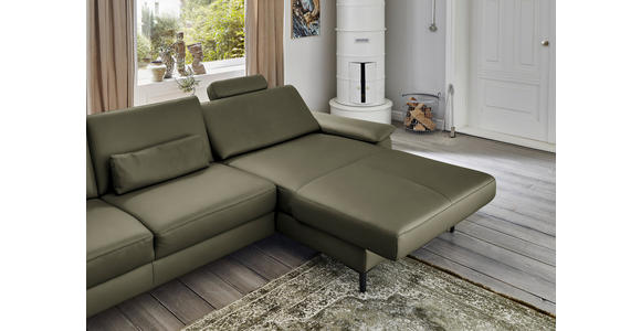 ECKSOFA in Echtleder Waldgrün  - Waldgrün/Schwarz, Design, Leder/Metall (334/176cm) - Dieter Knoll