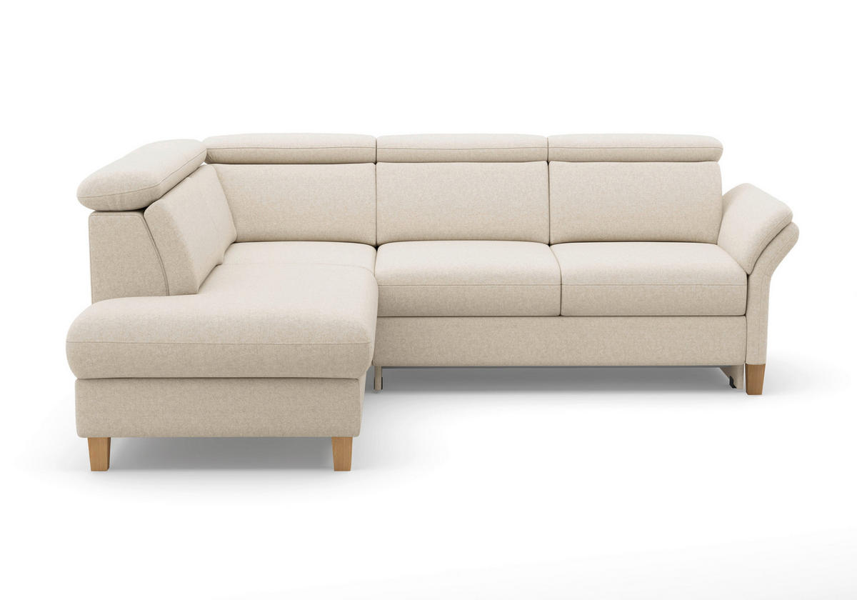 ECKSOFA Flachgewebe Creme  - Eichefarben/Creme, Konventionell, Holz/Textil (193/247cm) - Sit & More