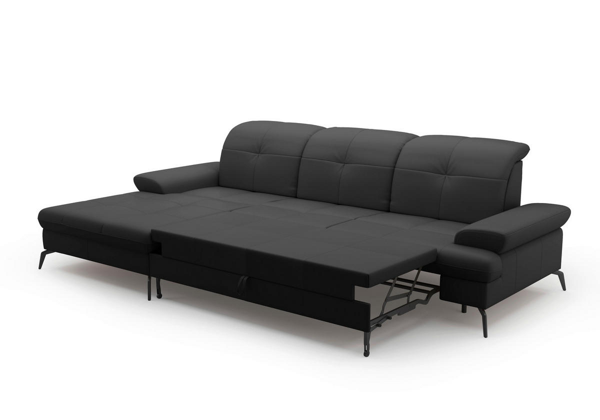 ECKSOFA in Echtleder Schwarz  - Schwarz, Konventionell, Leder/Metall (185/279cm) - Sit & More