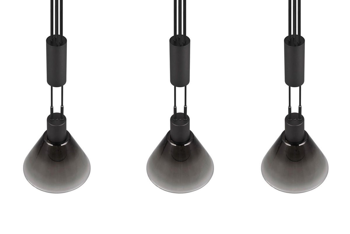 HÄNGLAMPA Stanley 95/19/160 cm  - grå/svart, Design, metall/glas (95/19/160cm) - Trio Leuchten
