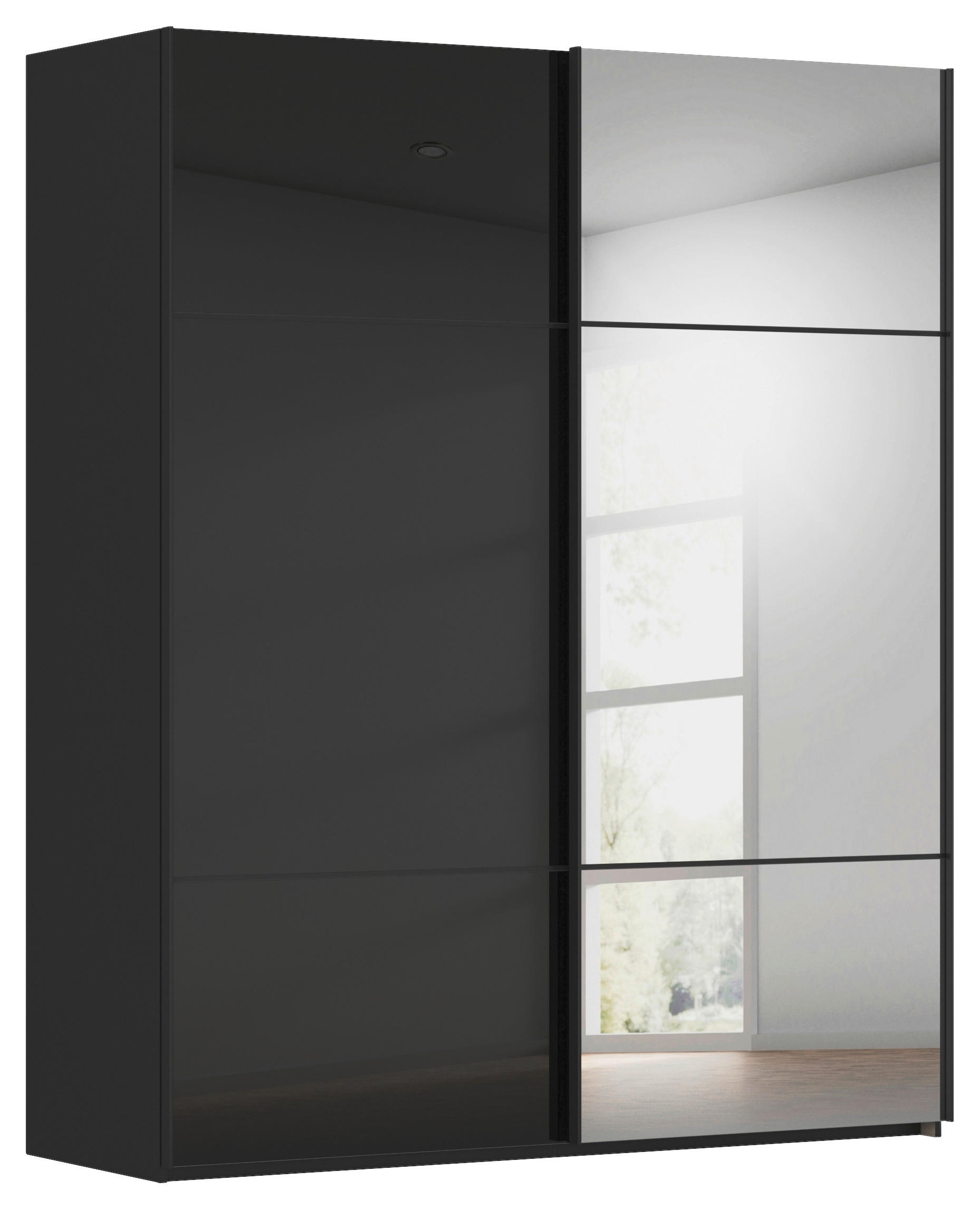 SCHWEBETÜRENSCHRANK Schwarz  - Schwarz, Konventionell, Glas/Holzwerkstoff (201/223/68cm) - Novel