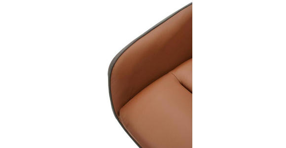 ARMLEHNSTUHL in Eisen Mikrofaser Echtleder pigmentiert - Cognac/Anthrazit, Design, Leder/Textil (58/89/67cm) - Novel