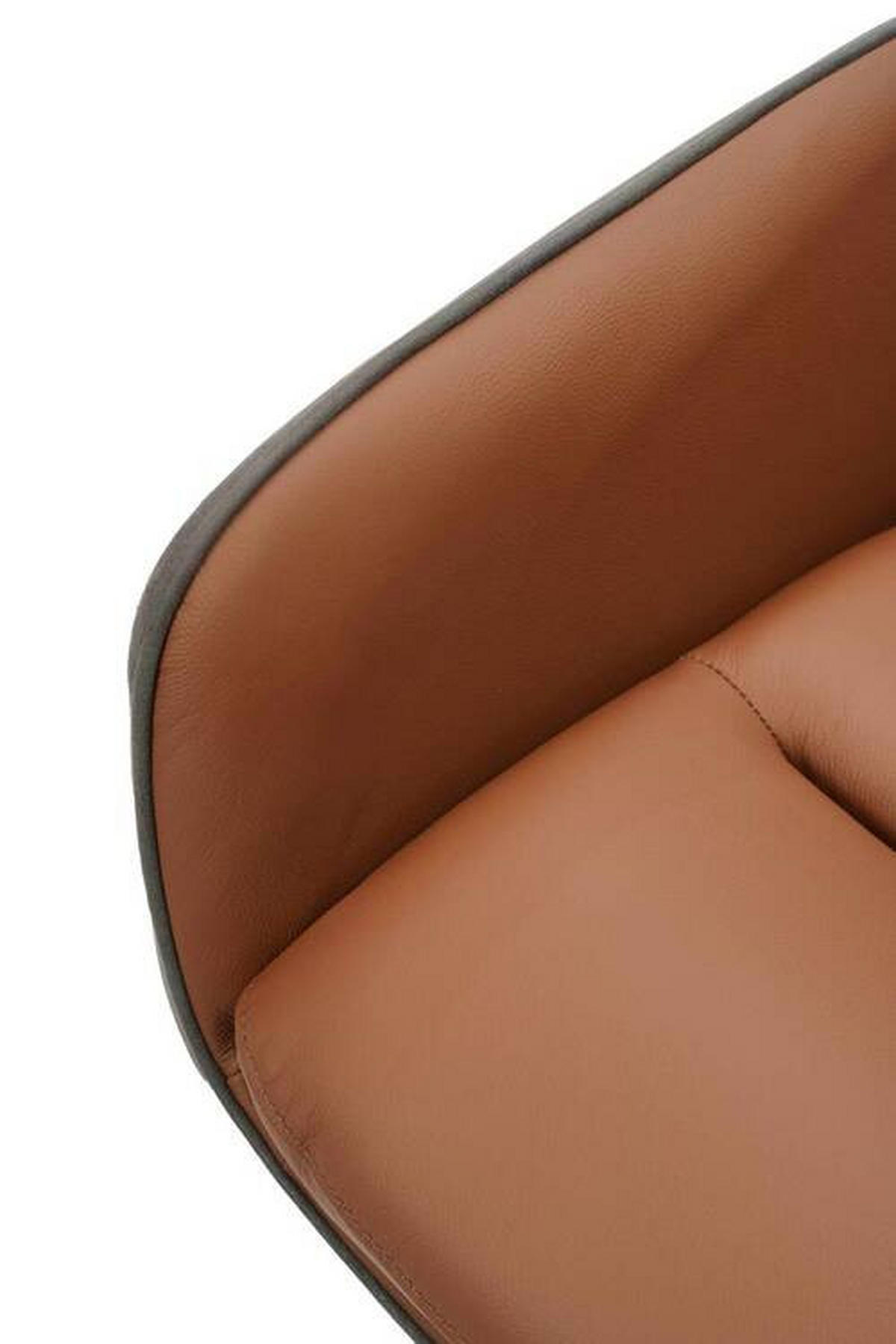 ARMLEHNSTUHL  in Eisen Mikrofaser Echtleder pigmentiert  - Cognac/Anthrazit, Design, Leder/Textil (58/89/67cm) - Novel