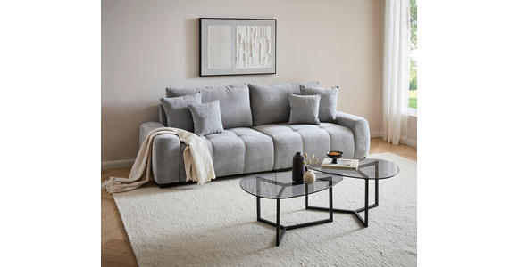 BIGSOFA Chenille Hellgrau - Dunkelbraun/Hellgrau, KONVENTIONELL, Kunststoff/Textil (250/100/90cm) - Carryhome
