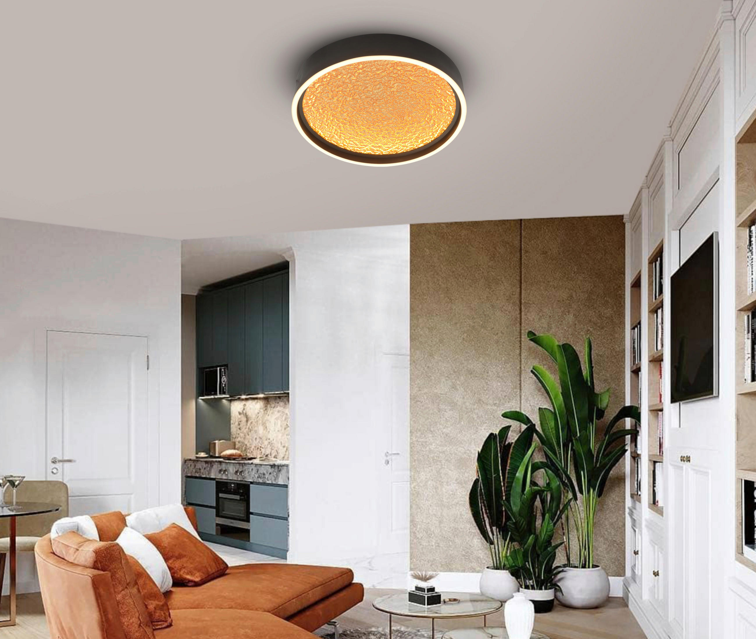 LED-DECKENLEUCHTE 40/40/6,5 cm   - Goldfarben/Schwarz, Design, Kunststoff/Metall (40/40/6,5cm)