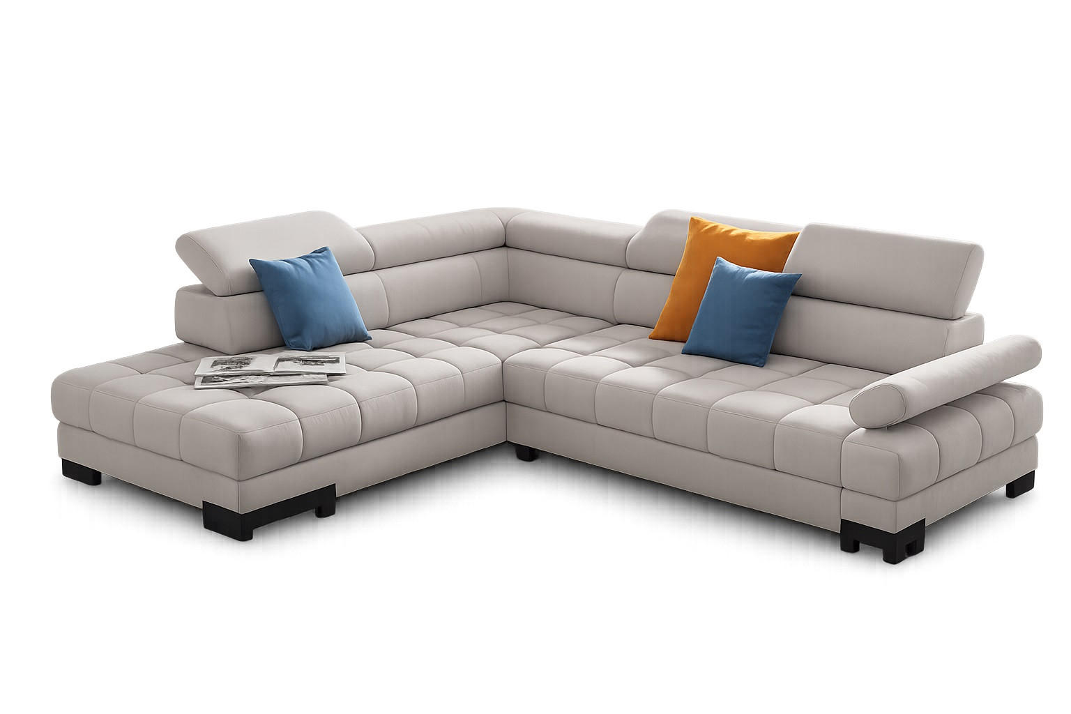 KOTNA SEDEŽNA GARNITURA, tkanina svetlo modra  - srebrne barve/svetlo modra, Design, kovina/tekstil (263/223cm) - Welnova