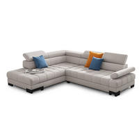 KOTNA SEDEŽNA GARNITURA, tkanina svetlo modra  - srebrne barve/svetlo modra, Design, kovina/tekstil (263/223cm) - Welnova