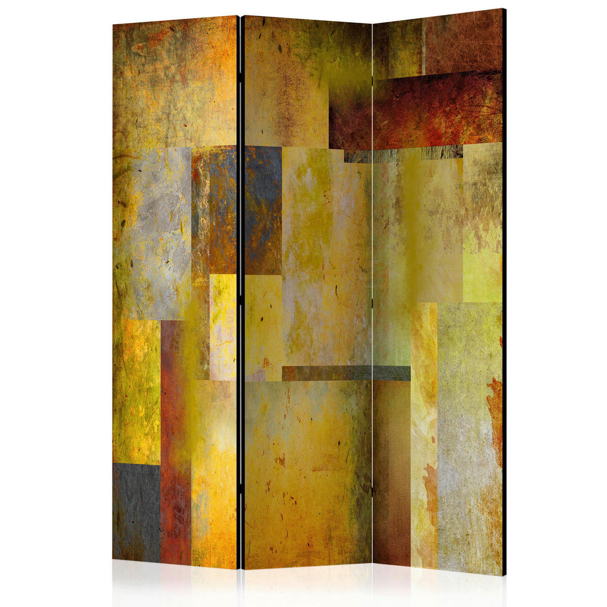 PARAVENT mit 3  Flügel - Multicolor/Dunkelgelb, Basics, Holz/Textil (135/172/3cm) - artgeist