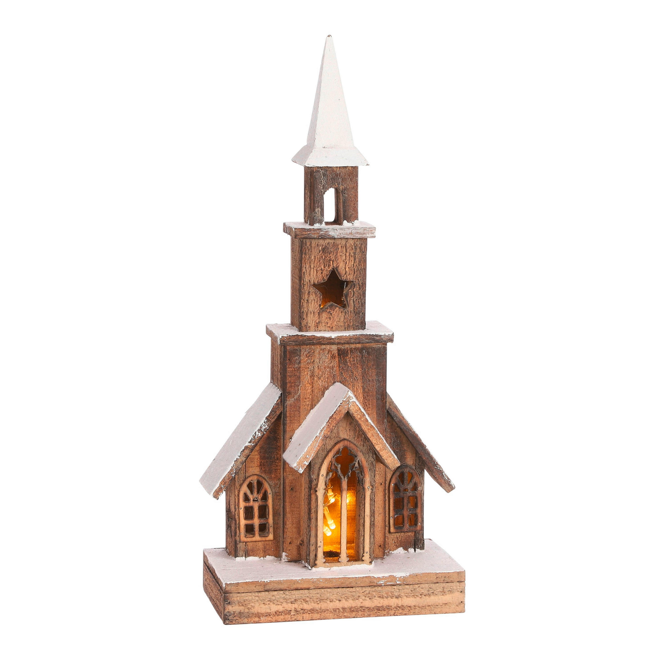 DEKORAČNÍ KOSTEL - hnědá, Basics, dřevo (21/12/48cm)