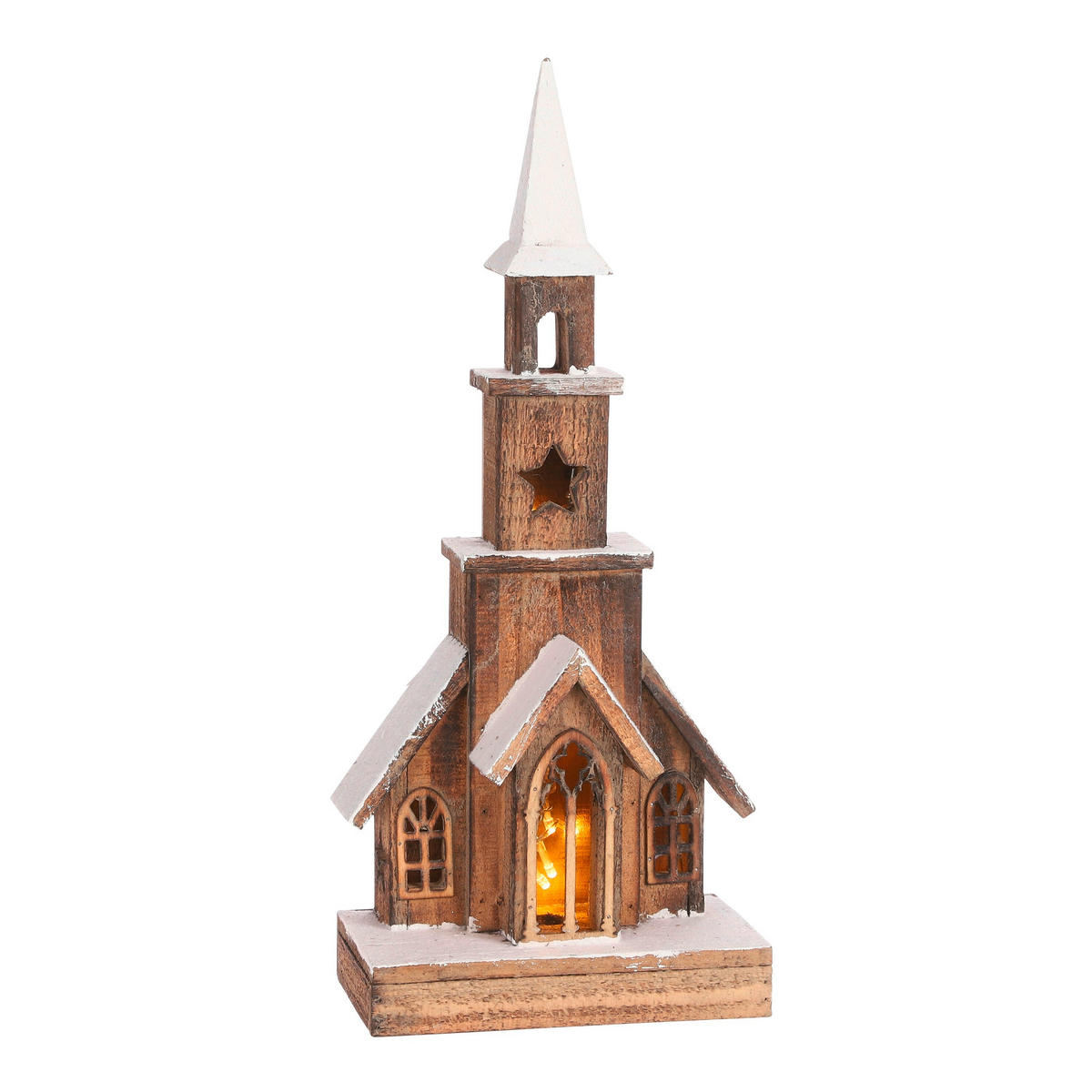 DEKORAČNÍ KOSTEL - hnědá, Basics, dřevo (21/12/48cm)