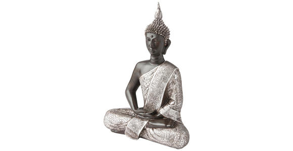 BUDDHA 21,5/28/11 cm  - Silberfarben/Braun, Basics, Kunststoff (21,5/28/11cm) - Ambia Home