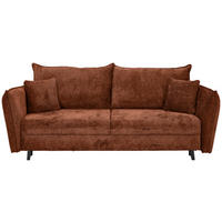 SCHLAFSOFA  mit Liegefunktion, Schlafen auf Sitzhöhe, Rücken echt Chenille Terracotta  - Terracotta/Schwarz, KONVENTIONELL, Holz/Textil (238/99/108cm) - Carryhome