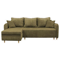 ECKSOFA TEDDY in Cord, Bouclé Grün  142/215 cm  - Naturfarben/Grün, Design, Holz/Textil (142/215cm) - MID.YOU
