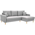ECKSOFA in Flachgewebe Hellgrau - Eiche Wotan/Hellgrau, KONVENTIONELL, Holz/Textil (255/157cm) - Carryhome