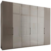 DREHTÜRENSCHRANK 300/216/58 cm,  in Hellgrau, 6-türig  - Schieferfarben/Hellgrau, Design, Glas/Holzwerkstoff (300/216/58cm) - Novel