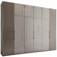 DREHTÜRENSCHRANK 300/216/58 cm,  in Hellgrau, 6-türig  - Schieferfarben/Hellgrau, Design, Glas/Holzwerkstoff (300/216/58cm) - Novel