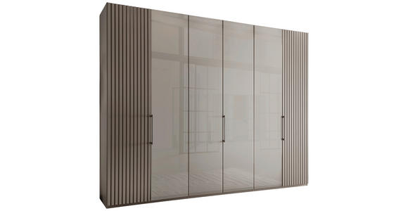 DREHTÜRENSCHRANK 300/216/58 cm,  in Hellgrau, 6-türig  - Schieferfarben/Hellgrau, Design, Glas/Holzwerkstoff (300/216/58cm) - Novel