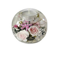 VÄRMELJUSHÅLLARE  - klar/ljusrosa, glas