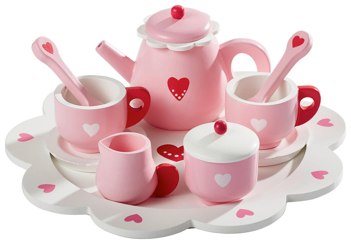 SPIELGESCHIRRSET  - Rosa/Weiß, Basics, Holzwerkstoff (24/9,5cm) - My Baby Lou