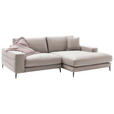 ECKSOFA in Velours Sandfarben  253/177 cm  - Sandfarben/Schwarz, Design, Textil/Metall (253/177cm) - Dieter Knoll