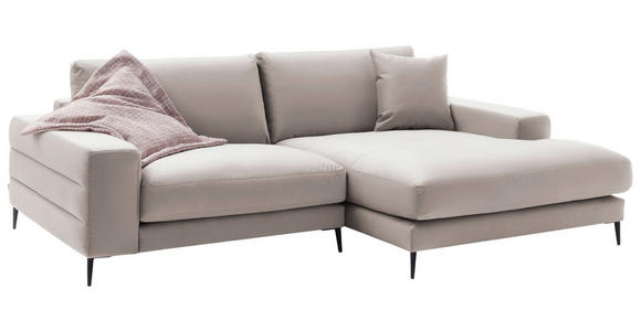 ECKSOFA in Velours Sandfarben 253/177 cm - Sandfarben/Schwarz, Design, Textil/Metall (253/177cm) - Dieter Knoll