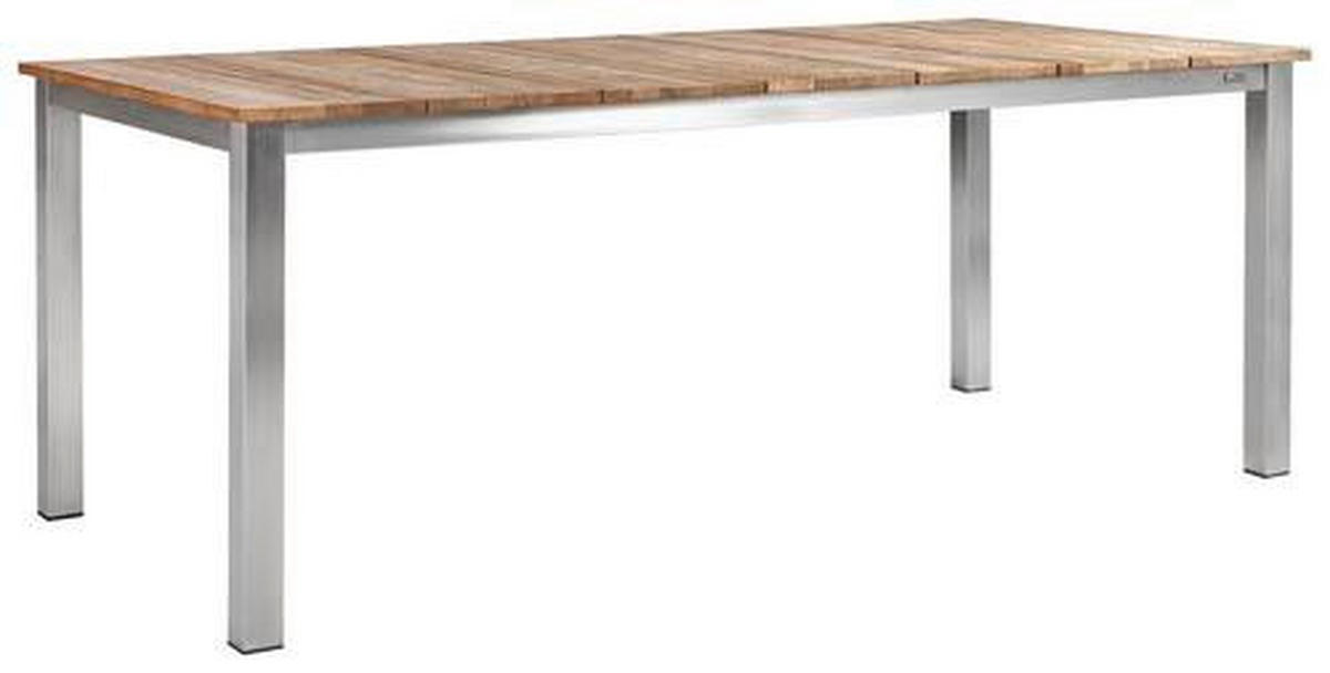 GARTENTISCH 200/100/76 cm Holz, Metall rechteckig  - Edelstahlfarben/Naturfarben, LIFESTYLE, Holz/Metall (200/100/76cm) - Amatio