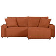 ECKSOFA in Cord Rostfarben  - Rostfarben/Schwarz, KONVENTIONELL, Kunststoff/Textil (250/153cm) - Ambia Home