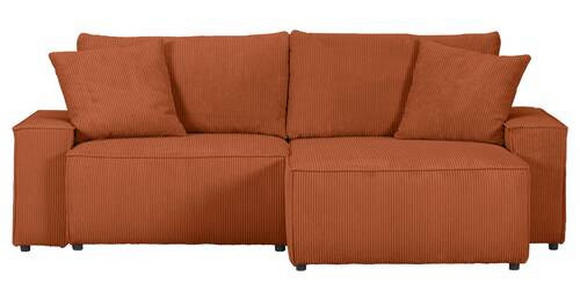 ECKSOFA in Cord Rostfarben  - Rostfarben/Schwarz, KONVENTIONELL, Kunststoff/Textil (250/153cm) - Ambia Home