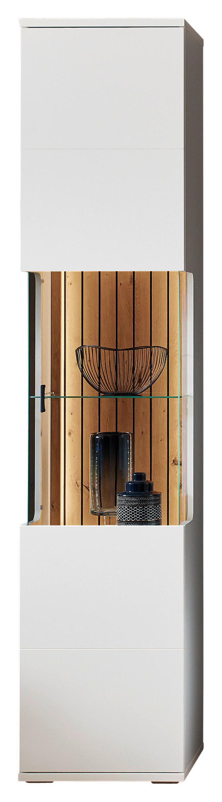 VITRINE Weiss, Eiche Artisan  45/208/37,4 cm  - Weiss/Anthrazit, Design, Glas/Holzwerkstoff (45/208/37,4cm) - Stylife