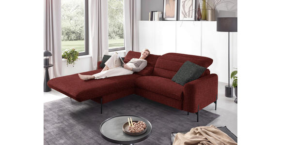 ECKSOFA in Flachgewebe Rot 191/252 cm - Rot/Schwarz, Design, Textil/Metall (191/252cm) - Dieter Knoll