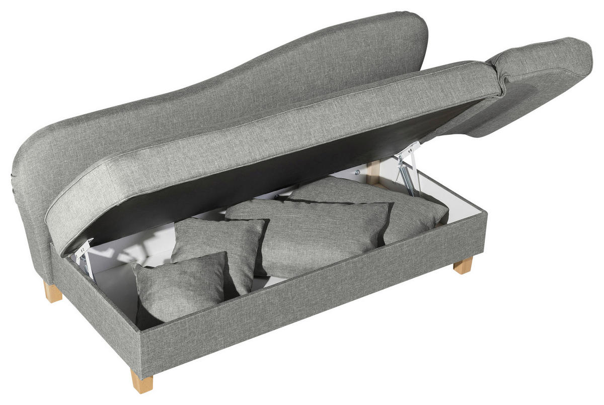RÉCAMIERE in Flachgewebe Hellgrau  - Buchefarben/Hellgrau, Design, Holz/Textil (190/88/82cm) - Max Winzer