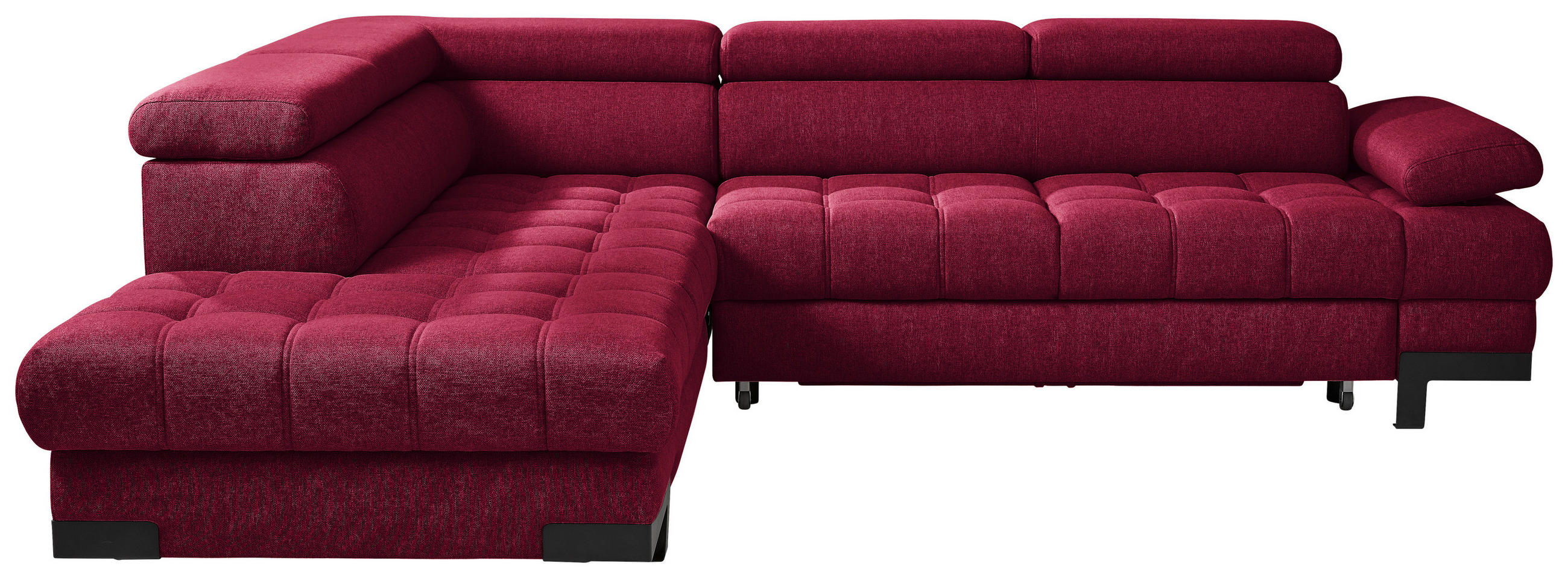ECKSOFA Rot Webstoff - Rot/Schwarz, Design, Textil/Metall (223/263cm) - Welnova