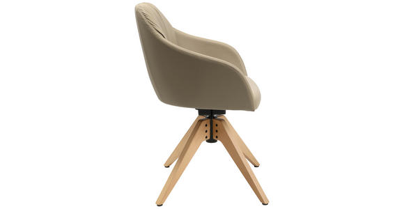 ARMLEHNSTUHL in Echtleder pigmentiert - Eichefarben/Beige, Design, Leder/Holz (58/82,5-85,2/60cm) - Johann Jakob